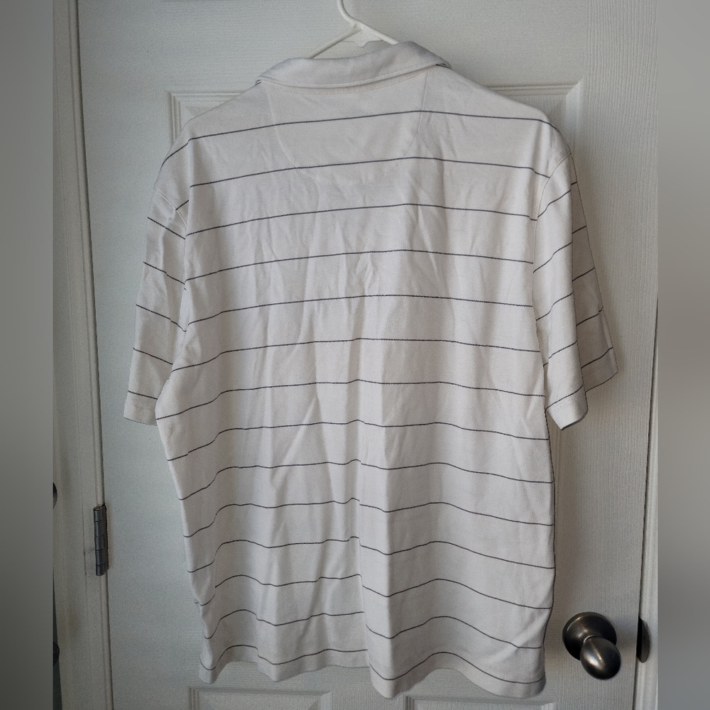 Untuckit White Horizontal Strip Short Sleeve Collared Golf Polo Mens Sz 2XL - Picture 2 of 8